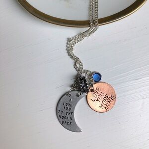 🌛I Love You To The Moon & Back Charms Silver Celestial Necklace
